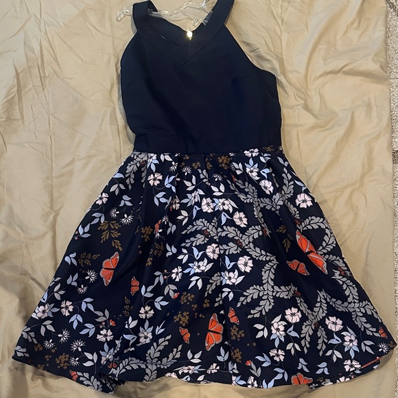 Ted Baker Navy and Orange Floral Kids Dress - Picture 1 of 9